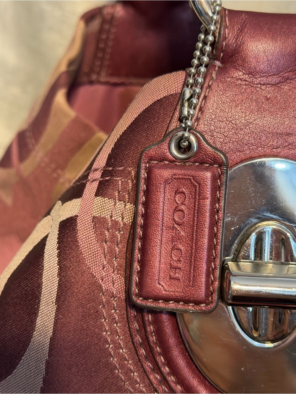 Coach Vintage Penelope Bordeaux Burgundy Optic Signature Hobo Shoulder Bag - Picture 5 of 16